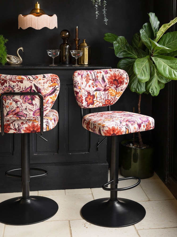 Rockett St George Pink and Burgundy Charleston Garden Perfect Adjustable Height Bar Stool - Image 1 of 10 Rockett St George Pink and Burgundy Charleston Garden Perfect Adjustable Height Bar Stool - Image 1 of 10