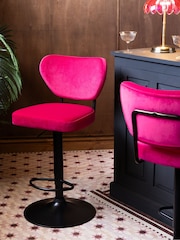 Rockett St George Hot Pink Velvet Perfect Adjustable Height Bar Stool - Image 1 of 9