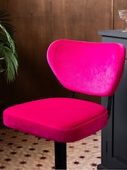 Rockett St George Hot Pink Velvet Perfect Adjustable Height Bar Stool - Image 4 of 9