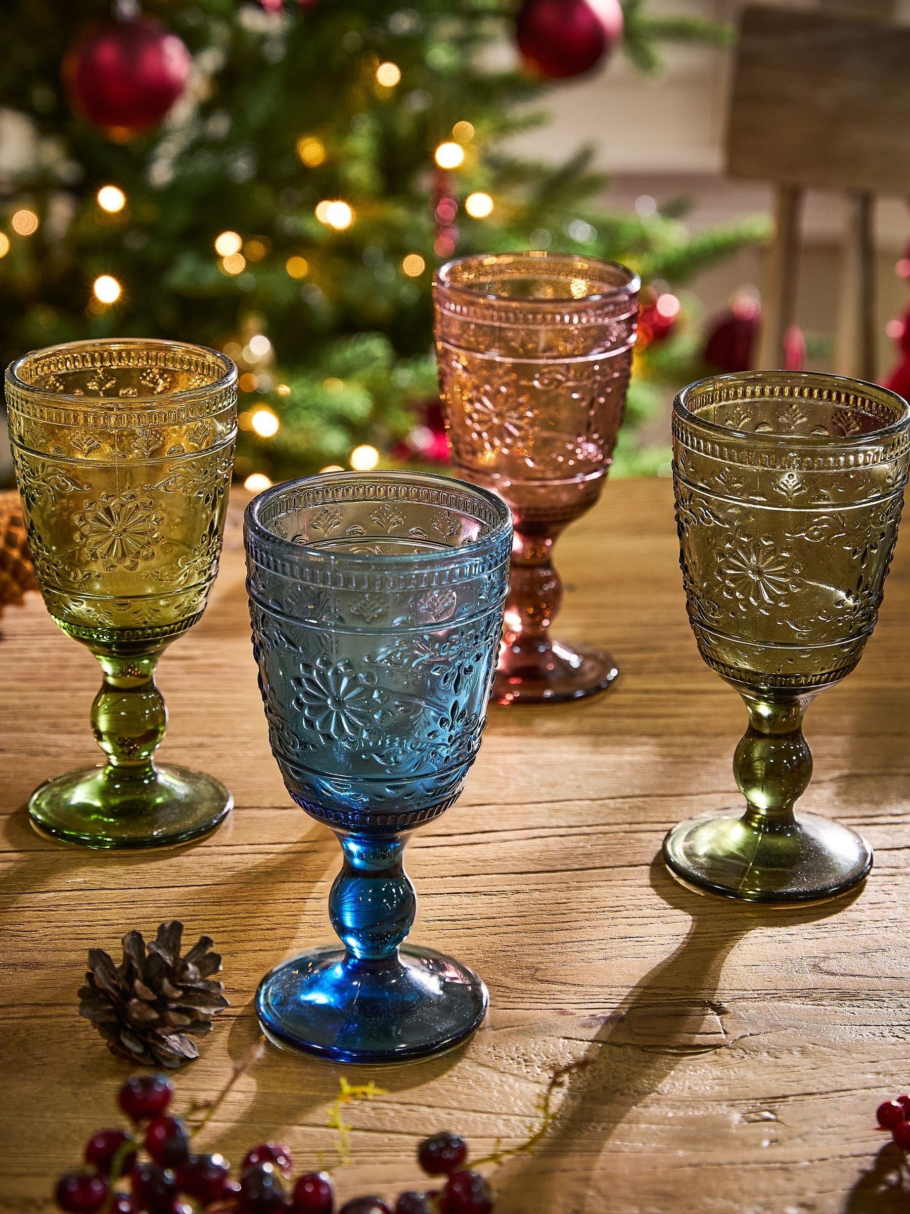 Dibor Unisex Multi Set Of 4 Embossed Wine Goblets