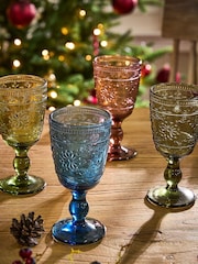 Dibor Set of 4 Multi Embossed Wine Goblets - Image 1 of 5