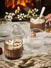 Dibor Set of 4 Clear Ribbed Glass Mug - Image 1 of 6