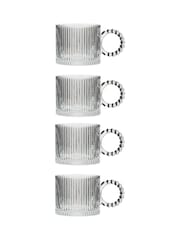 Dibor Set of 4 Clear Ribbed Glass Mug - Image 2 of 6