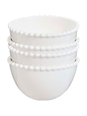 Dibor Set of 4 White Beaded Edge Stoneware Bowls - Image 5 of 5