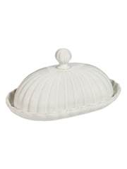 Dibor White Scalloped Butter Dish - Image 2 of 3