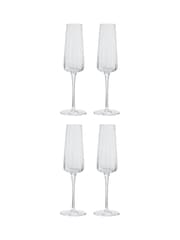 Dibor Set of 4 Clear Bevelled Champagne Flute Glasses - Image 5 of 5