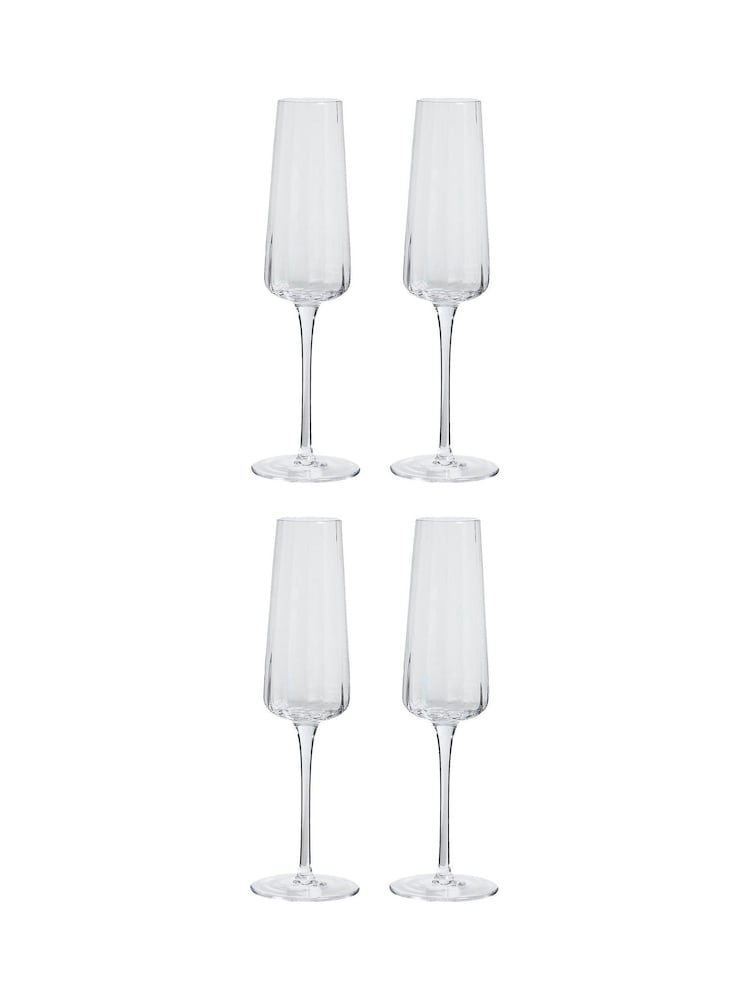 Dibor Set of 4 Clear Bevelled Champagne Flute Glasses - Image 5 of 5