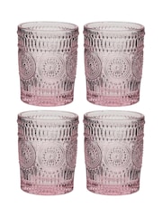 Dibor Set of 4 Pink Embossed DOF Tumbler Glasses - Image 6 of 6