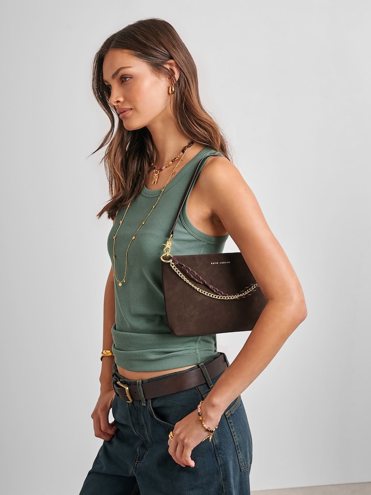 Katie Loxton Brown Suedette Cord Small Shoulder Bag - Image 1 of 5