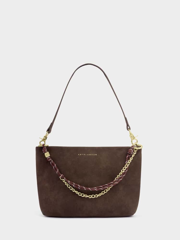 Katie Loxton Brown Suedette Cord Small Shoulder Bag - Image 2 of 5