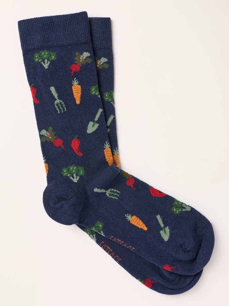 FatFace Navy Vegetable Socks - Image 1 of 2 FatFace Navy Vegetable Socks - Image 1 of 2