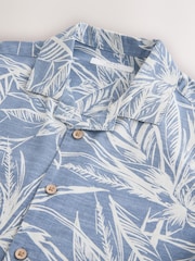 Blue All Over Print Leaf Short Sleeve Revere Collar Shirt (3-16yrs) - Image 3 of 4