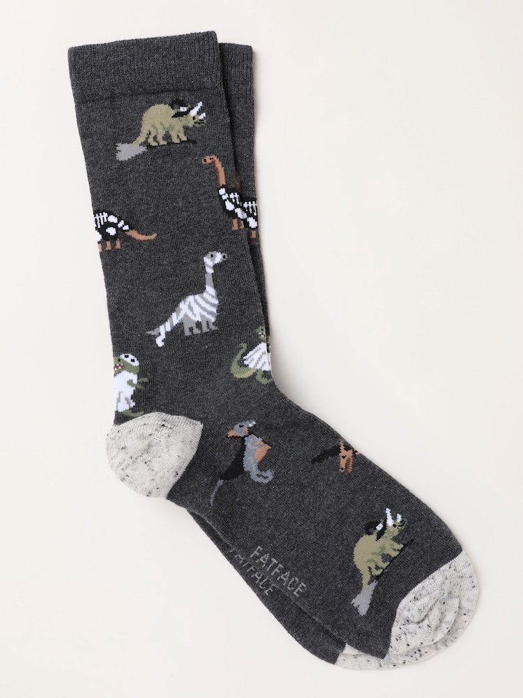 FatFace Grey Halloween Dino Socks - Image 1 of 1