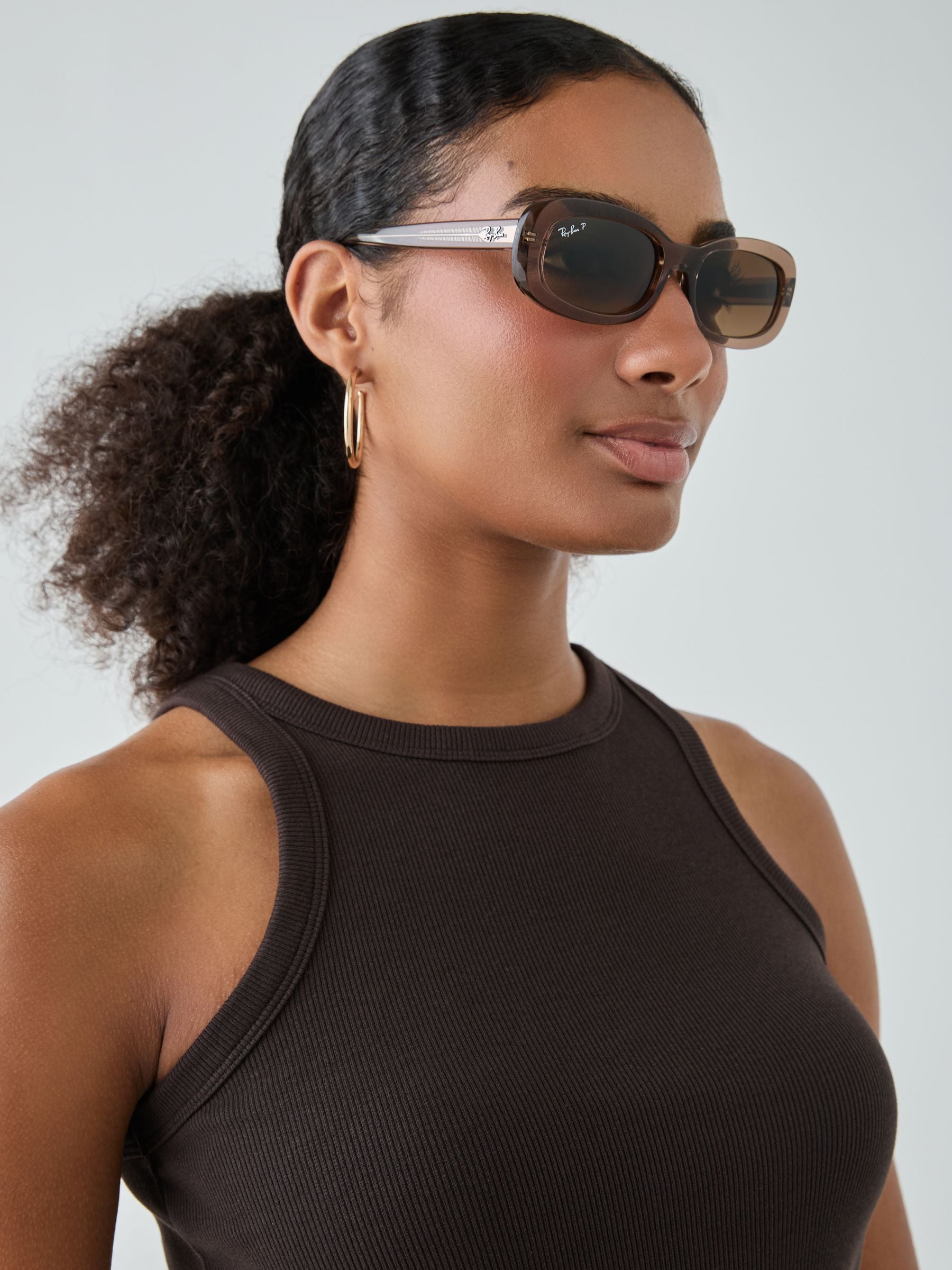 Ray - Ban Brown Woman Rb2221 6827M2 Sunglasses Acetate Round Polarized - Image 3