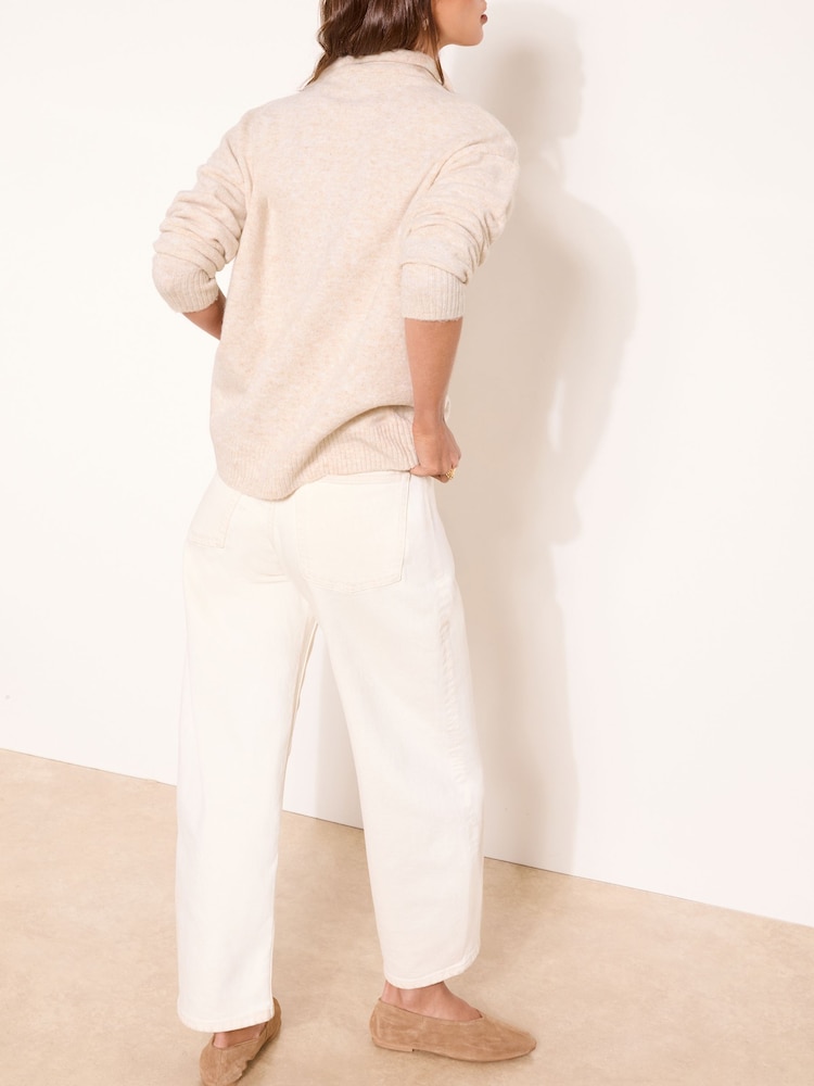 Lipsy Cream Scarf Layer Knit Jumper Containing Wool - Image 4 of 4