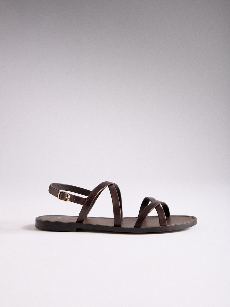 The Set Strappy Slingback Casual Sandals Brown Leather - Image 2 of 7