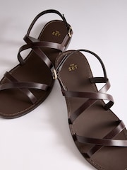 The Set Strappy Slingback Casual Sandals Brown Leather - Image 5 of 7