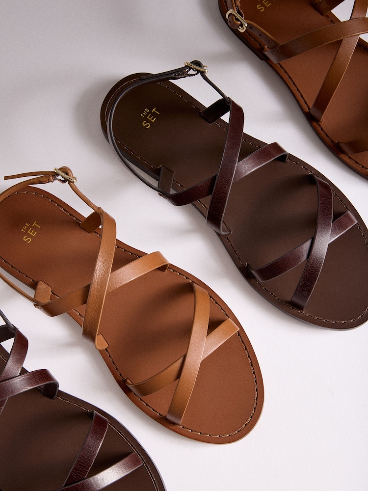 The Set Strappy Slingback Casual Sandals Brown Leather - Image 7 of 7