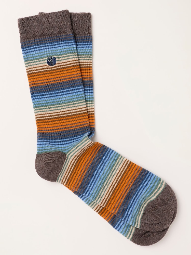 FatFace Brown Striped Socks - Image 1 of 2