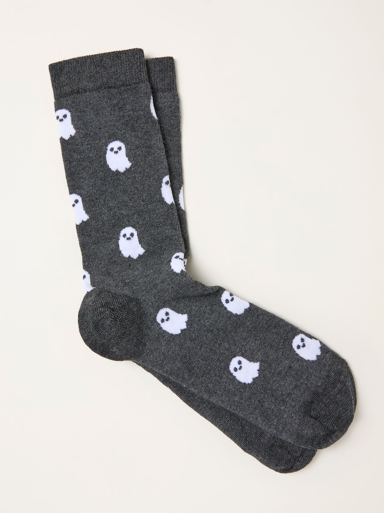 FatFace Grey Halloween Ghost Socks - Image 1 of 2 FatFace Grey Halloween Ghost Socks - Image 1 of 2