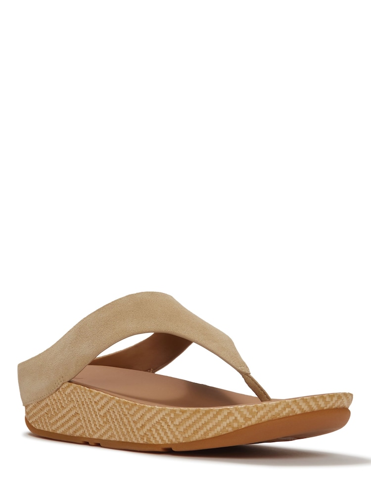 FitFlop Brown Lulu Lux Graphic Weave Suede Toe-Post Sandals - Image 2 of 4