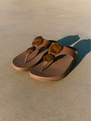 FitFlop Brown Lulu Marbled Stone Toe Post Sandals - Image 4 of 8