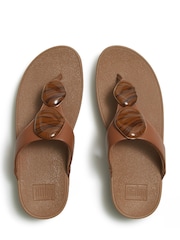 FitFlop Brown Lulu Marbled Stone Toe Post Sandals - Image 6 of 8