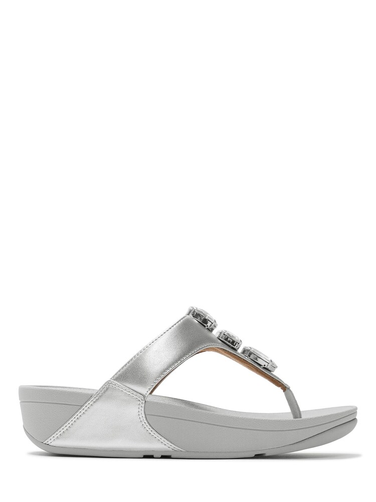 FitFlop Silver Lulu Ultra Jewel Metallic Toe Post Sandals - Image 2 of 5