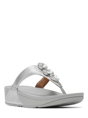 FitFlop Silver Lulu Ultra Jewel Metallic Toe Post Sandals - Image 3 of 5