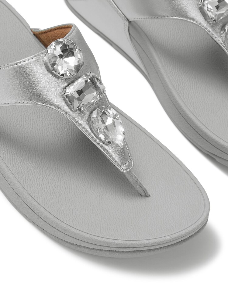 FitFlop Silver Lulu Ultra Jewel Metallic Toe Post Sandals - Image 5 of 5