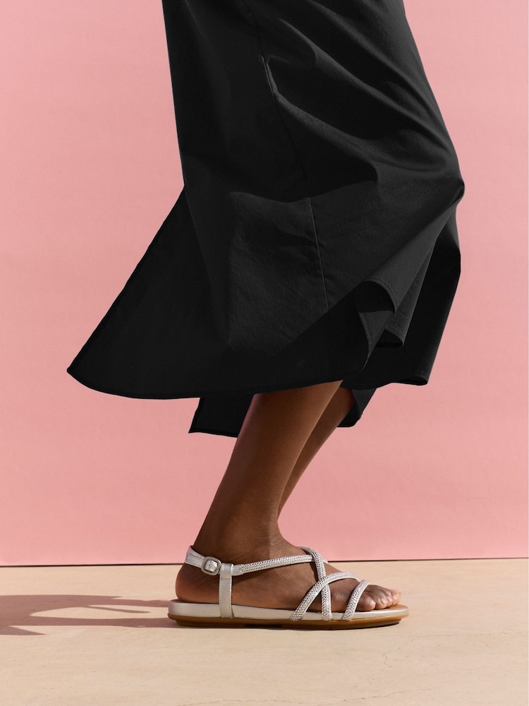 כסף - FitFlop Gracie Crystal Strappy Back Strap Sandals - תמונה 1 מתוך 1