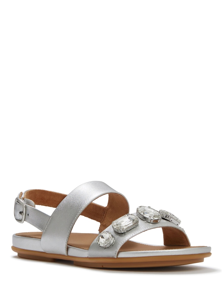 Argent - Sandales FitFlop Gracie Ultra Jewel à bride arrière en cuir - Image 5 de 5 Argent - Sandales FitFlop Gracie Ultra Jewel à bride arrière en cuir - Image 5 de 5