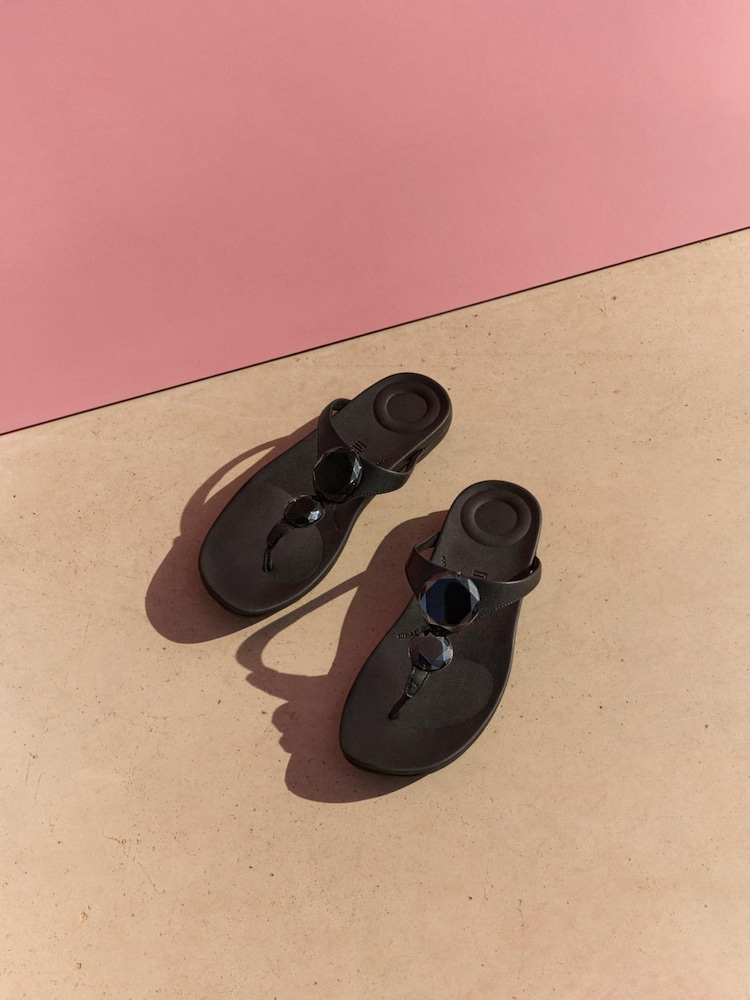 FitFlop Black Solay Glossy-Disc Toe-Post Sandals - Image 3 of 3