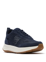 FitFlop Blue F-Mode Flow Crystal Denim/Suede Sneakers - Image 2 of 4