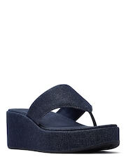 FitFlop Blue Platfforms Denim Wedge Toe-Post Sandals - Image 4 of 5