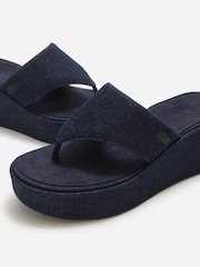 FitFlop Blue Platfforms Denim Wedge Toe-Post Sandals - Image 5 of 5