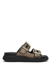 Negru - FitFlop Gen-FF Buckle Graphic Weave Two Bar Slides - Imaginea 2 din 5