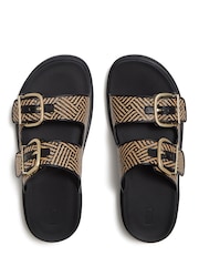 Negru - FitFlop Gen-FF Buckle Graphic Weave Two Bar Slides - Imaginea 4 din 5
