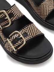 Negru - FitFlop Gen-FF Buckle Graphic Weave Two Bar Slides - Imaginea 5 din 5