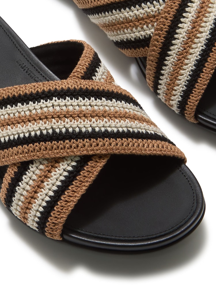 Negru - FitFlop Gracie Stripe-Webbing Cross Slides - Imaginea 3 din 3