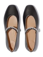 FitFlop Black Delicato Pearls-And-Crystal Leather Ballet Flats - Image 4 of 5