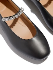 FitFlop Black Delicato Pearls-And-Crystal Leather Ballet Flats - Image 5 of 5