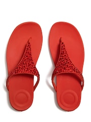 FitFlop Red Solay Mixed-Crystal Toe-Post Sandals - Image 3 of 4