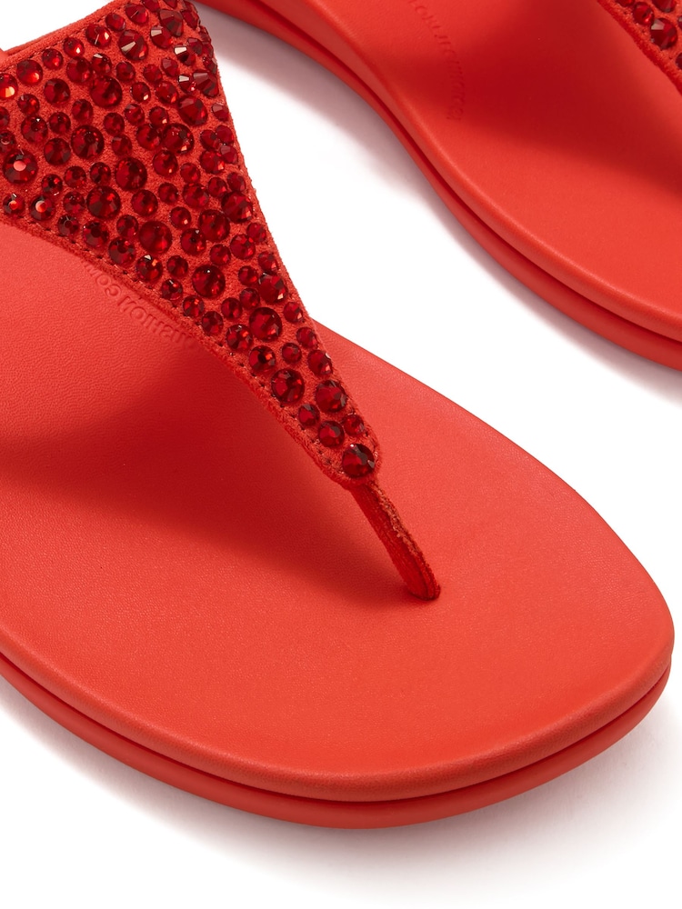 FitFlop Red Solay Mixed-Crystal Toe-Post Sandals - Image 4 of 4