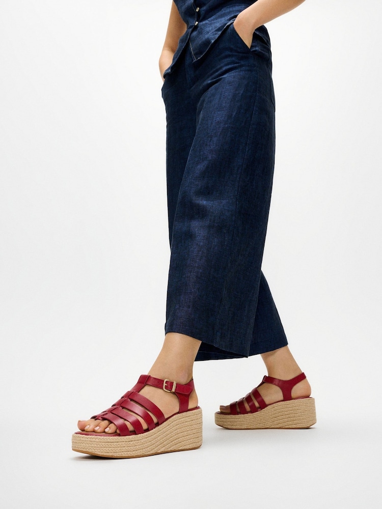 FitFlop Red Platfforms Espadr Leather Fisherman Wedge Sandals - Image 1 of 5