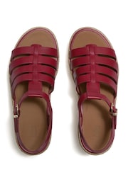 FitFlop Red Platfforms Espadr Leather Fisherman Wedge Sandals - Image 4 of 5