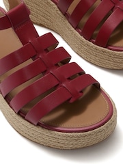 FitFlop Red Platfforms Espadr Leather Fisherman Wedge Sandals - Image 5 of 5