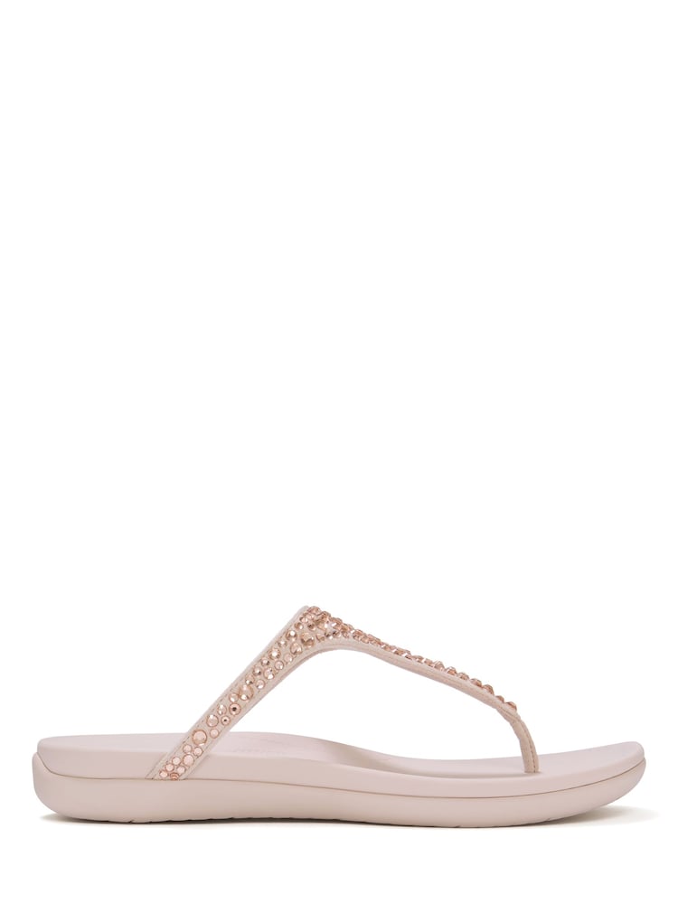 FitFlop Pink Solay Mixed-Crystal Toe-Post Sandals - Image 1 of 3