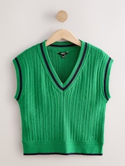 Green Cable V-Neck Vest - Image 1 of 3