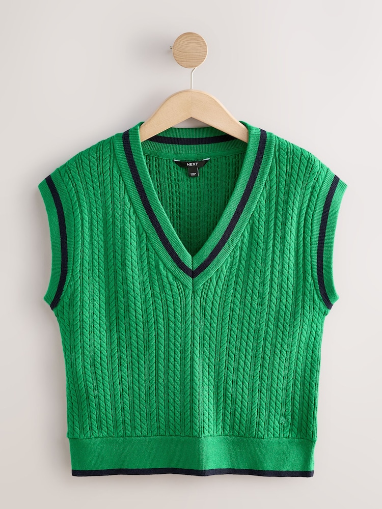 Green Cable V-Neck Vest - Image 1 of 3